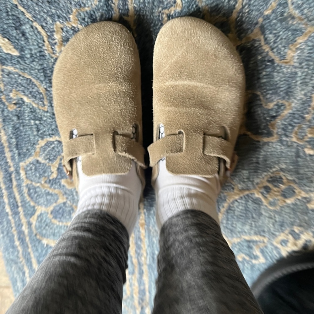 Birkenstock Boston Taupe Suede Slip-On Clogs - Picture 4 of 4
